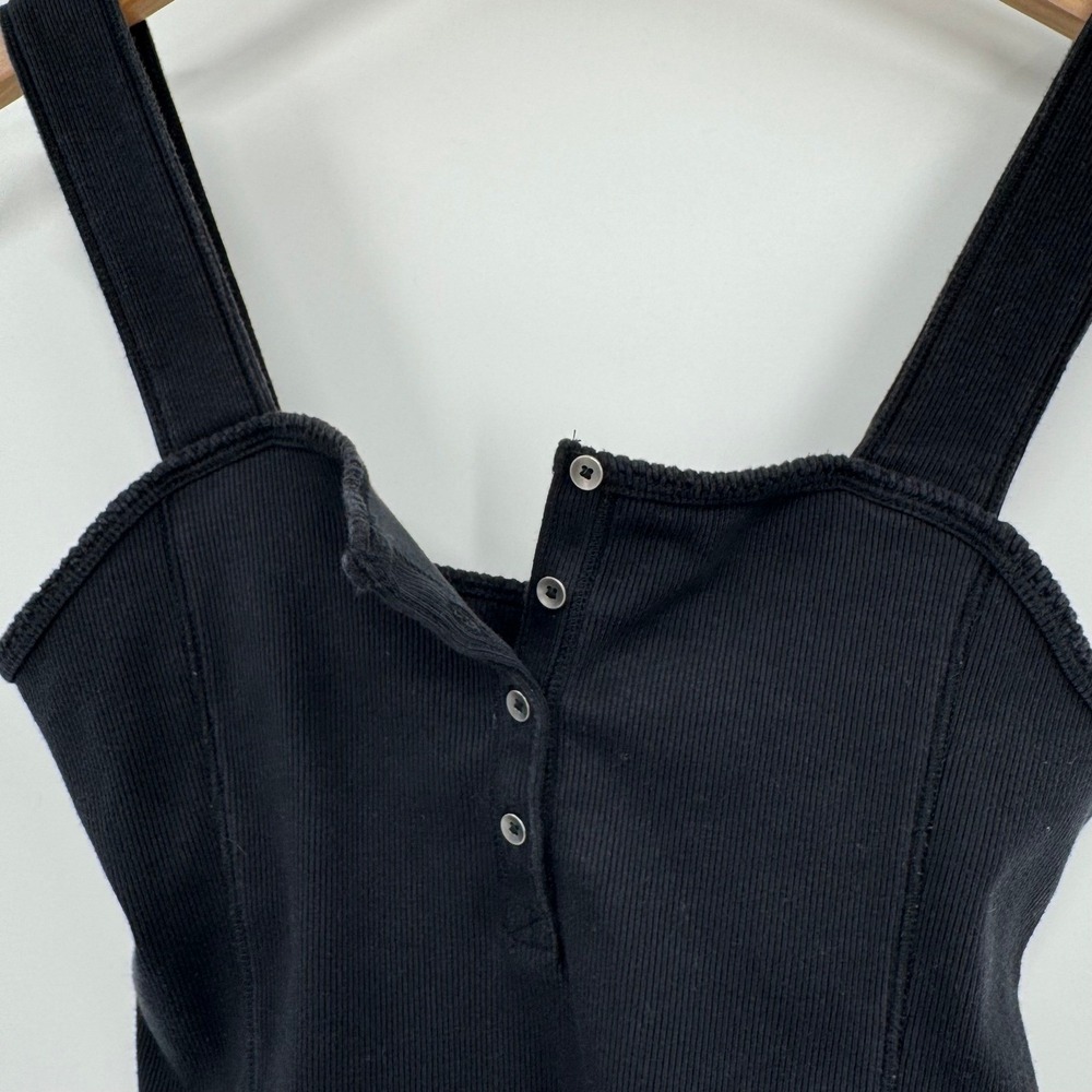 Abercrombie & Fitch Black Wide Strap Square Neck Ribbed Tank Top Women's S - Picture 4 of 9